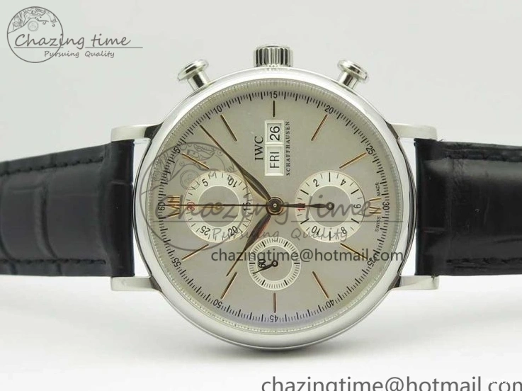 MIROTIME 0327 Snug Portofino IW391022 SS ZK 1:1 Best Edition White Dial Gold Markers On Black Leather Strap A 7130